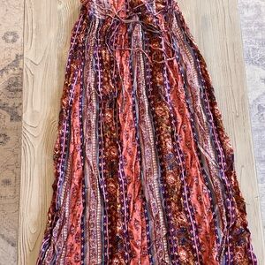 Earthbound Floral Bohemian Maxi Skirt - Multicolor hippie boho size small